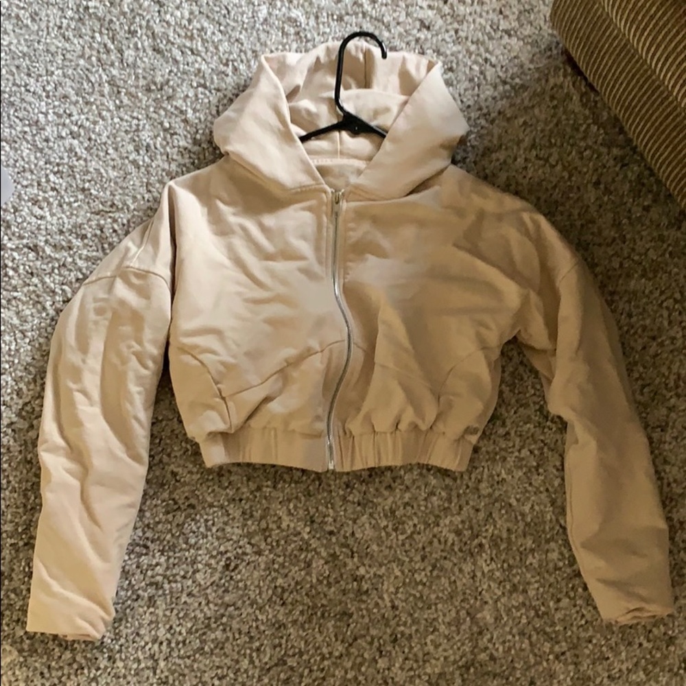 BuffBunny collection Basic Crop Jacket in Vanilla
